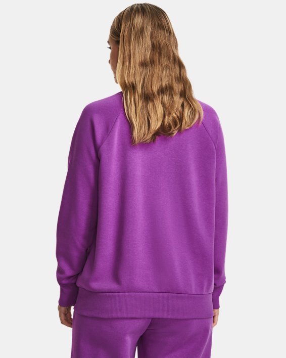 Haut à col ras du cou UA Rival Fleece pour femme, Purple, pdpMainDesktop image number 1